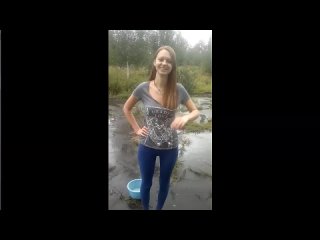 girl in leggings spilled water